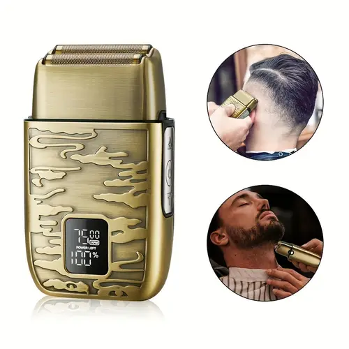 1 mens vintage full metal body electric shaver usb rechargeable dual knife foil with lithium battery cordless operation ideal gift for fathers day