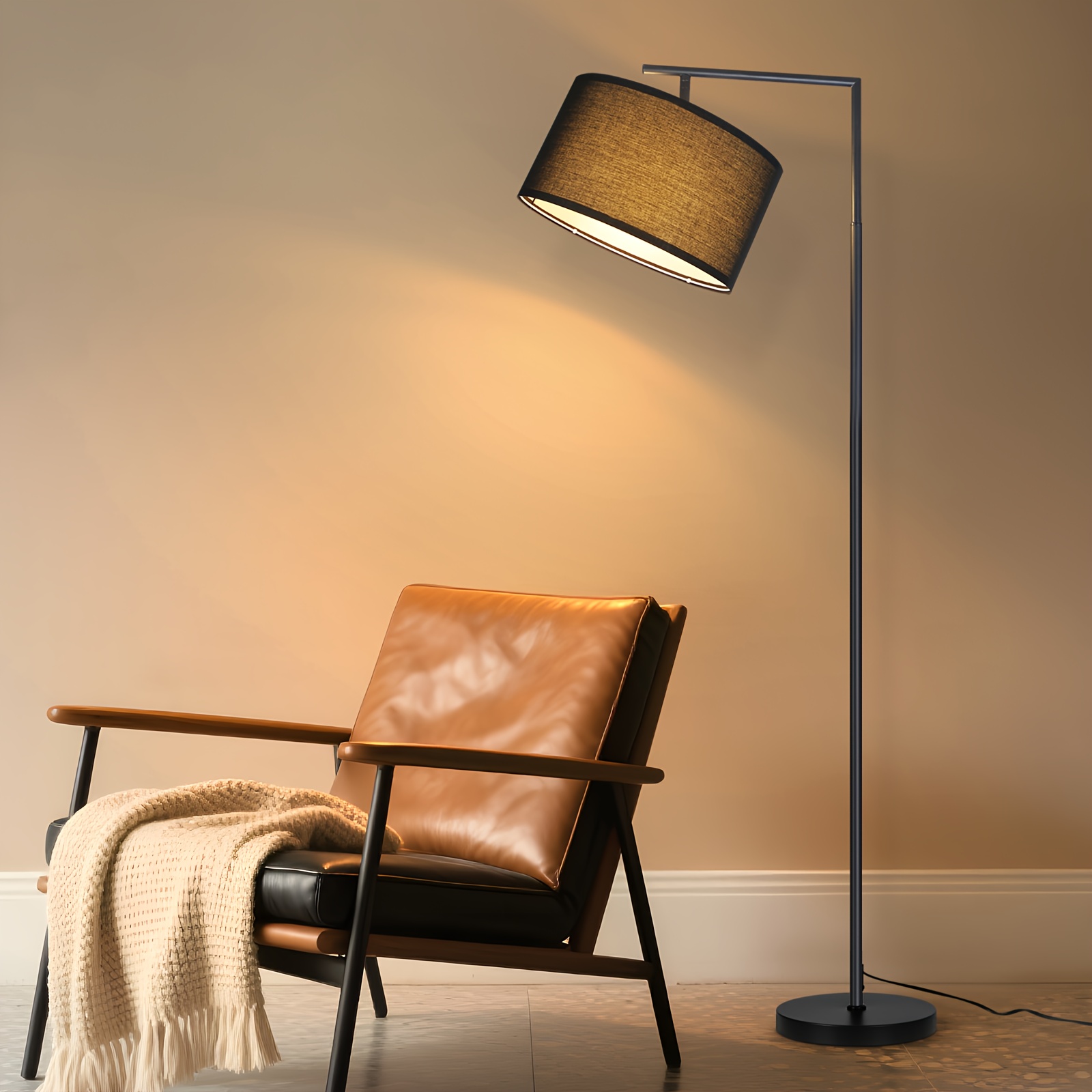 Living Room Floor Lamp Modern Decorative Fabric Shade Arc Lamp E27 Socket Reading Lamp (max 40w) With Foot Switch Bedside Lamp 166 Cm (bulb Not Included)