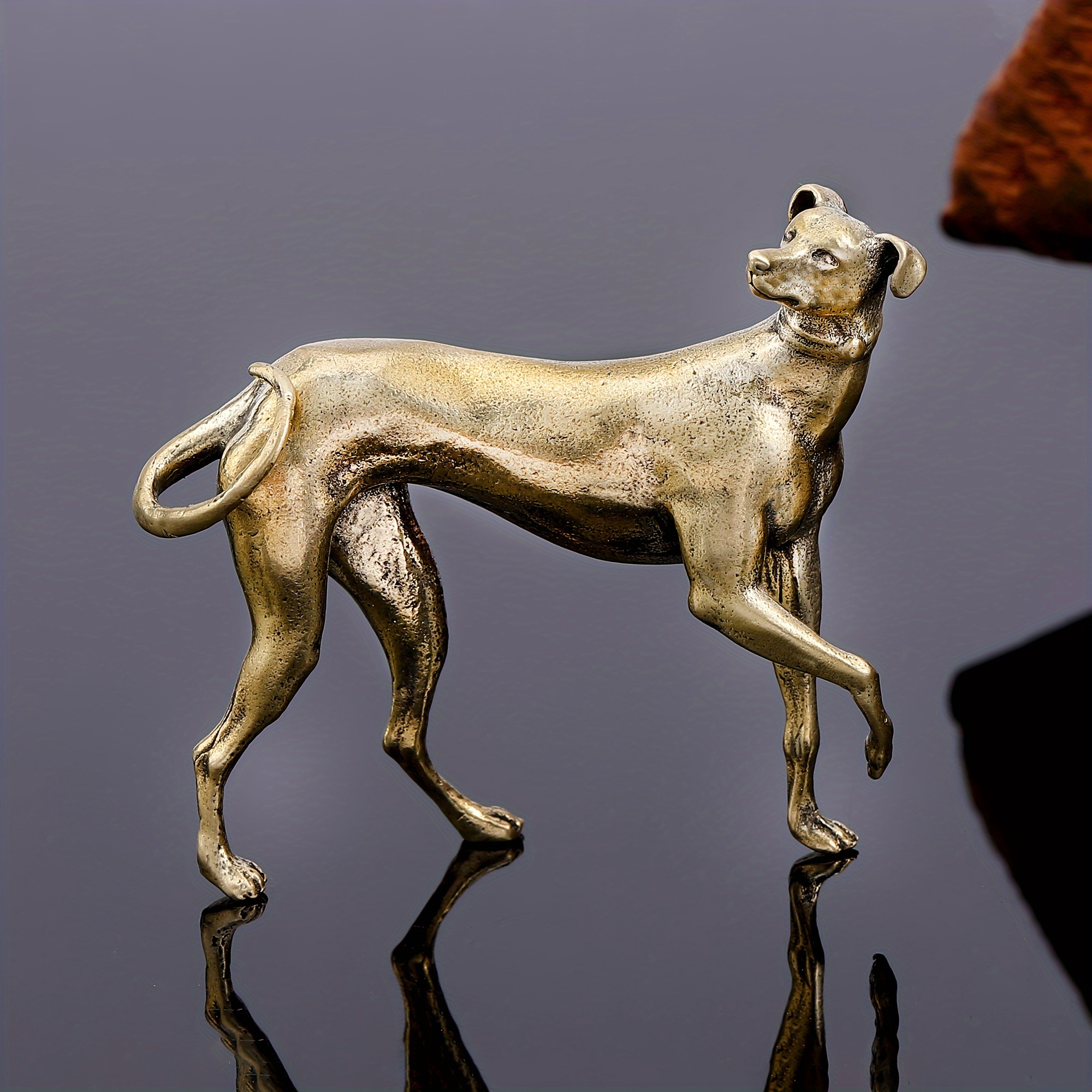 【低価超歓迎】■22020910　アンティーク　真鍮　犬/グレイハウンド　高さ約29cm　置物　オブジェ　ヴィンテージ　/イタリア オブジェ