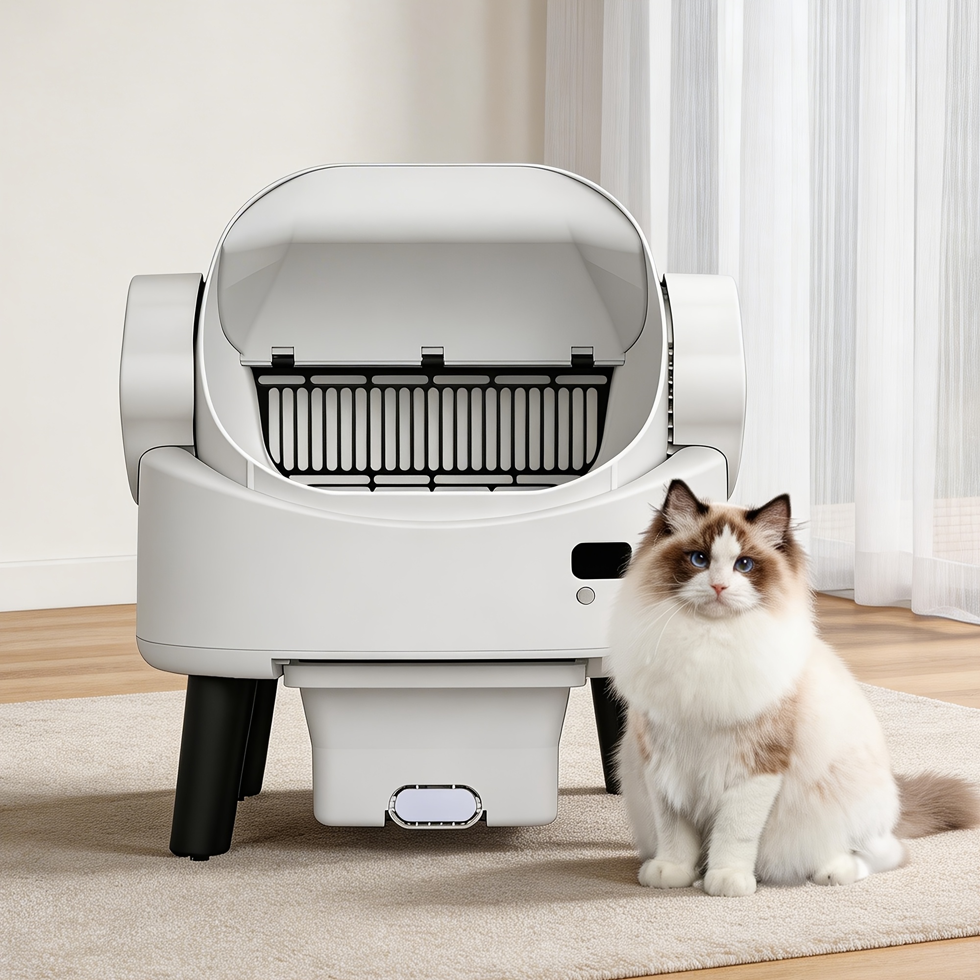 Image of Self-cleaning Cat Litter Box, Low-noise Automatic Cat Toilet, Spacious Suitable For All Sizes Of Cats, High-sided Design, , 15 Liter Large-capacity Excretion Box, Easy To Clean, Without Battery