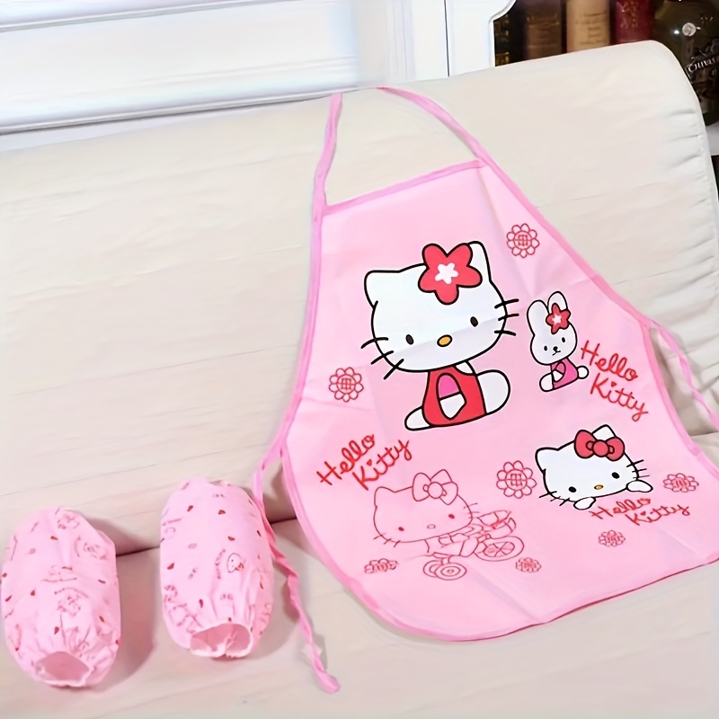 

Ensemble de tablier et de manches rose Sanrio Hello Kitty, en polypropylène imperméable, idéal pour , , les manuels, la peinture et les tâches ménagères.