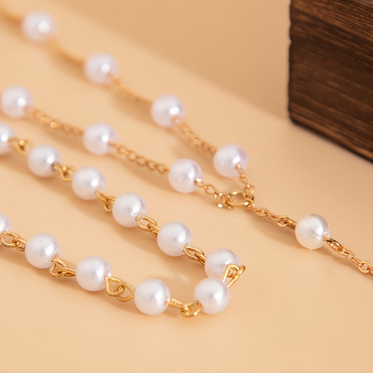 1 Colar Elegante Estilo Coreano com Pingente de Pérola Falsa 5