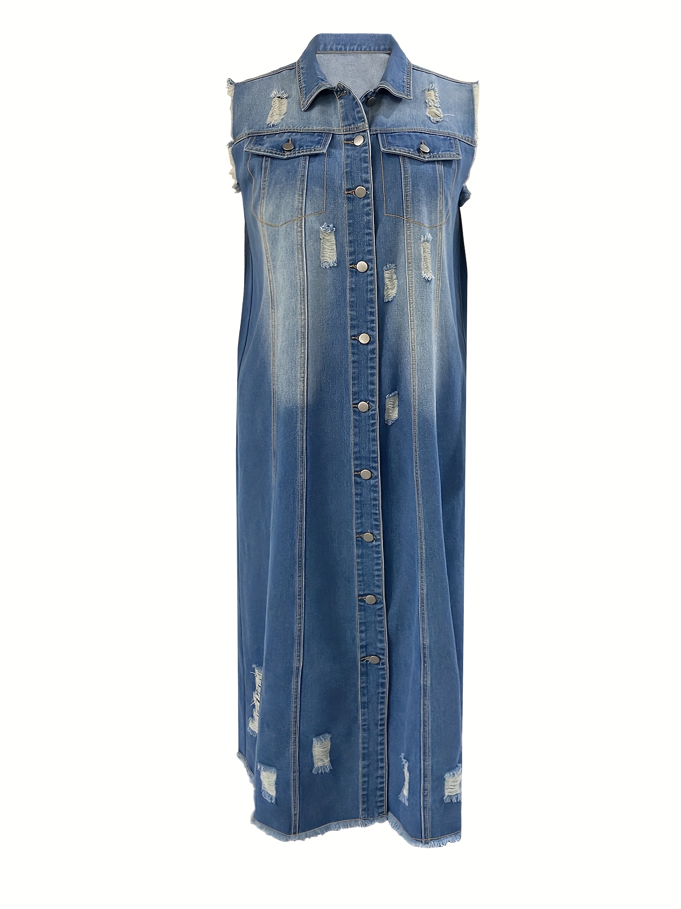 plus size womens oversized denim vest streetwear style lapel