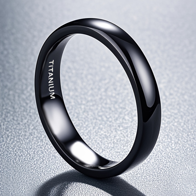 TEMU 1pc Ring - Black Golden Plated 4mm Wide Fit, Sleek For Men, Durable Fade-resistant Jewelry Gift For & Casual Wear, Faderesistant Finish