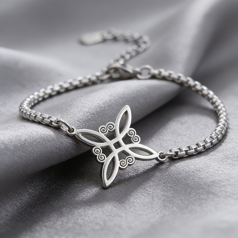1pc Stainless Steel Witch Knot Bracelet For Men And Women, Retro Celtic Knot Adjustable Bracelet, Gothic Style Wicka Pagan Amulet Accessory, Suitable For Daily Wear And Gift , For Halloween