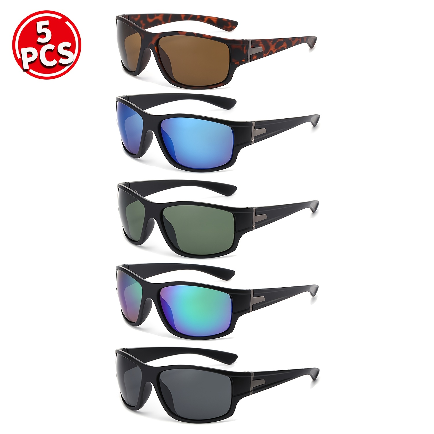 TEMU 5 Pairs Of Men's Fashion Polarized For And, Uv-blocking, Couple Style, Wear-resistant, , High-definition Reflective Lenses, Suitable For Women's