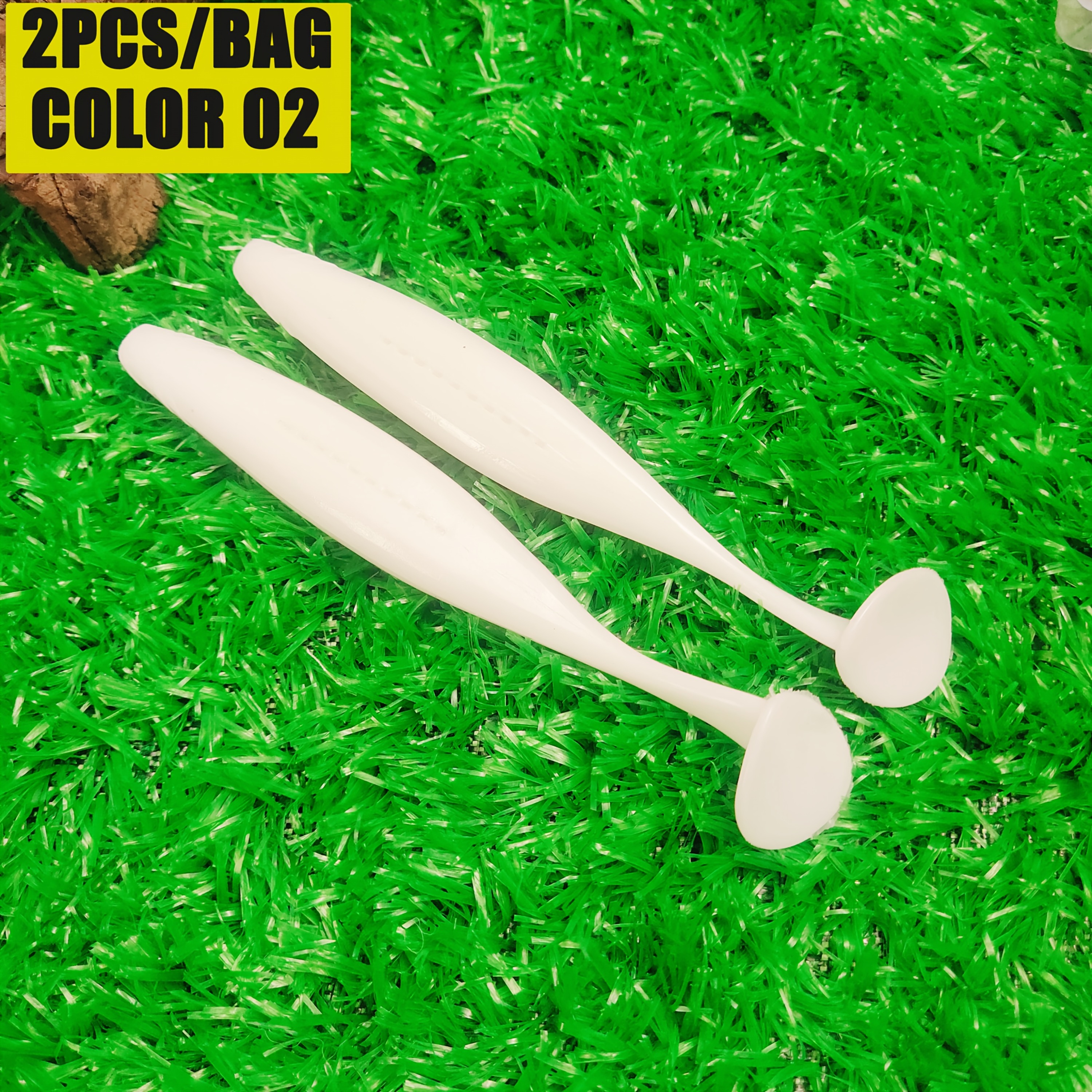TEMU Lot de 2 leurres souples à queue en T, grands, en sachet, appât réaliste pour poisson, deux tailles de leurre pour le poisson-chat, leurre