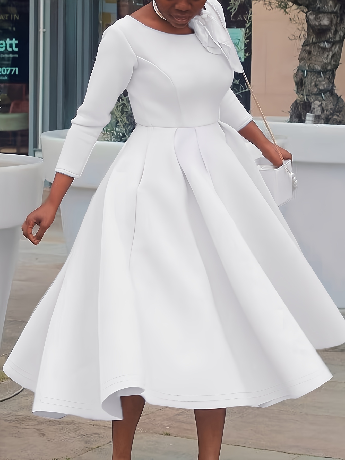 pale blue dress women Wedtrend Women Sky Blue Midi Dress A Line Chiffon Pleated Tea-Length Dress  with Ruffle Sleeves Bridesmaid Dress – WEDTREND