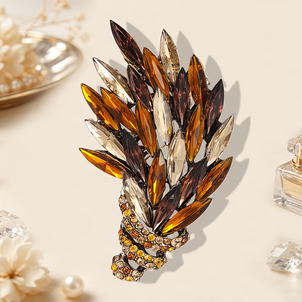 TEMU SOLEVDO Vintage Tarwe-aar Broche - Strass & Bladbloem Geschikt voor Pakken, Jassen, Blouses, Cadeaus voor Leraren, Afstuderen, Jaarrond Elegante