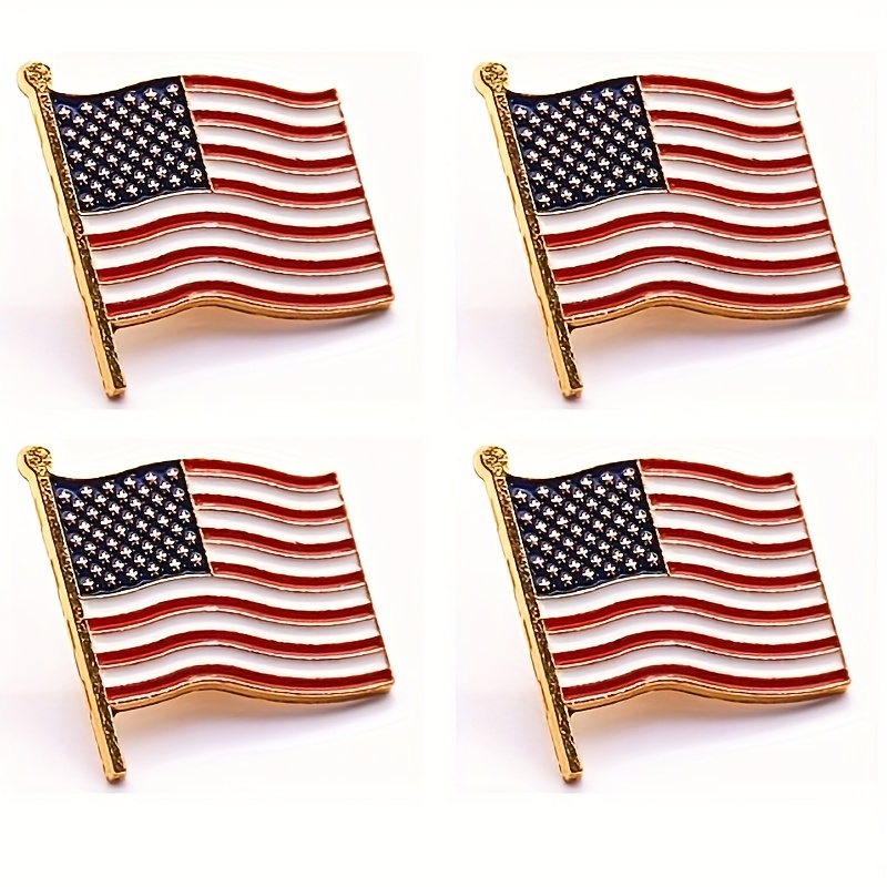 

4pcs Set Large Flag Pins, Patriotic American Souvenir, Vintage Style For And Celebrations, States Of America, Pin