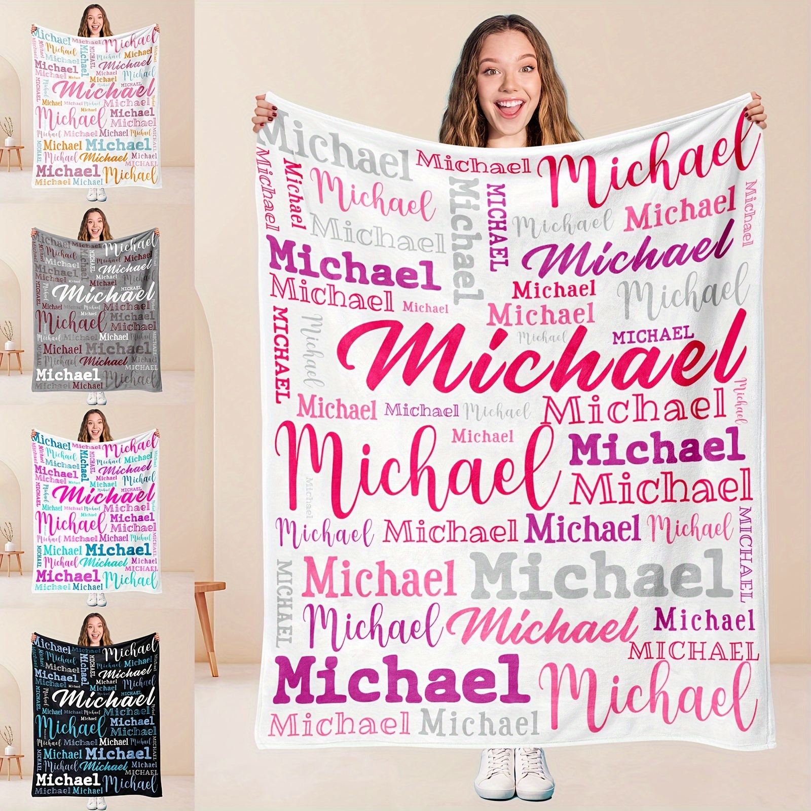 

Qogoer Personalized Blanket, Polyester 100% Flannel Knit Fabric, Digital Printing, Mixed Color, All