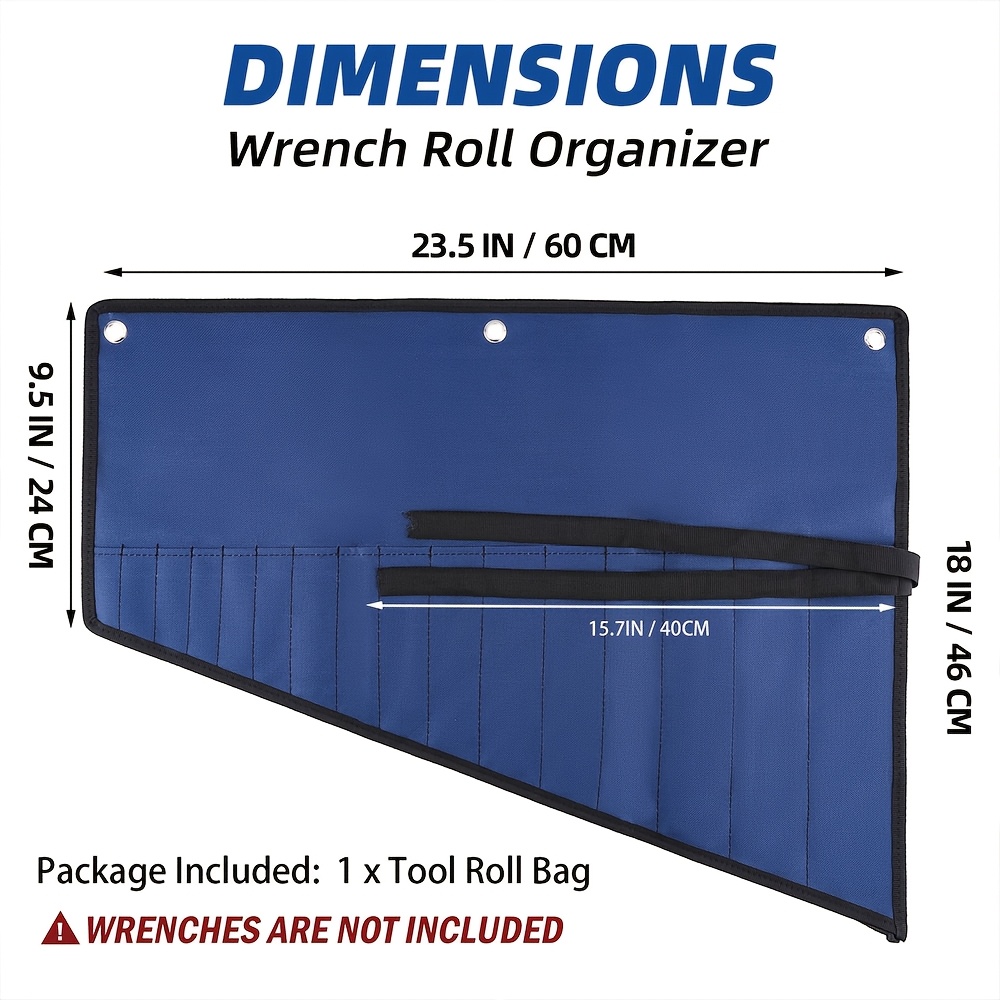 TEMU Sac à rouleau de rangement pour clés 600D en tissu Oxford avec 16 poches, organisateur durable à suspendre