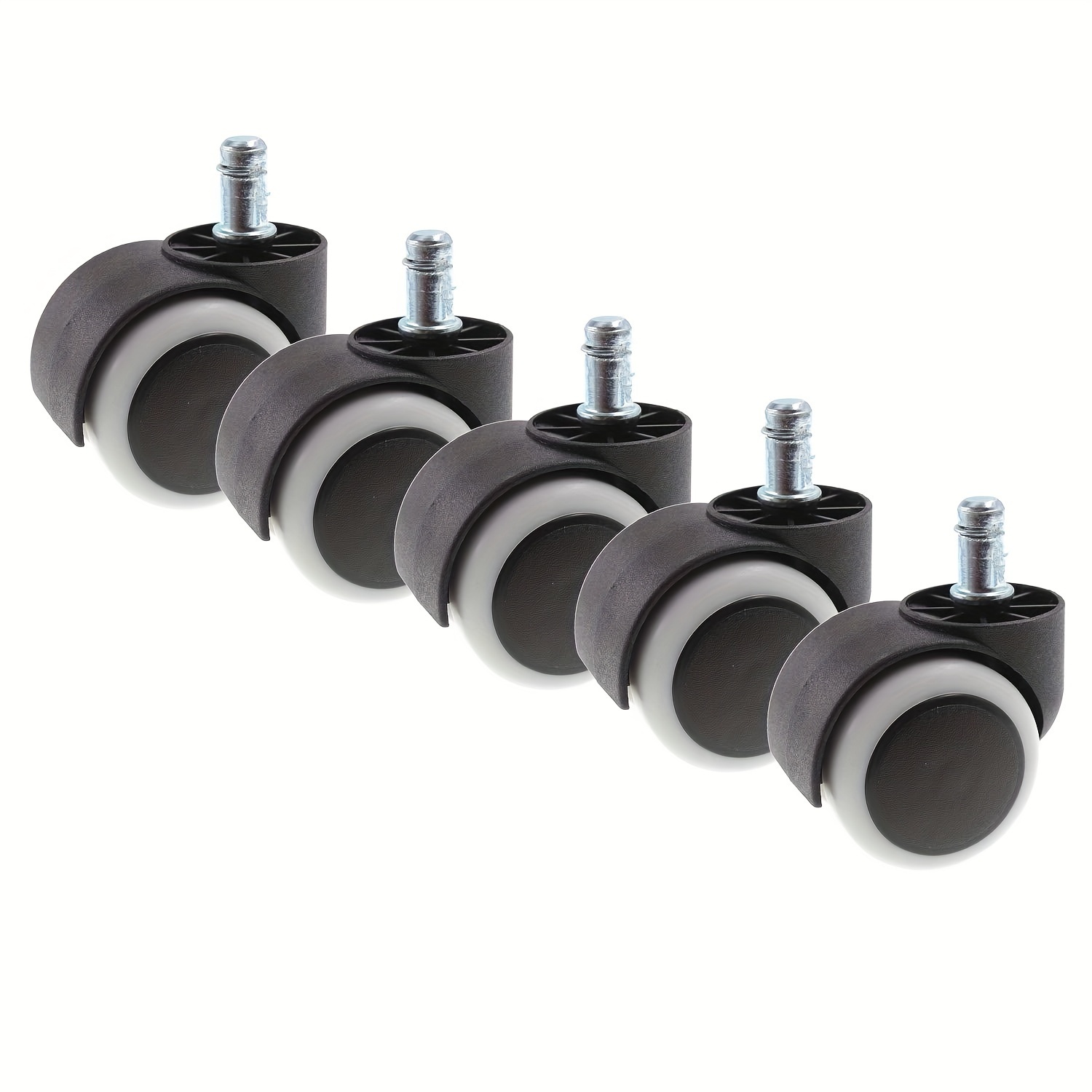 5pcs Heavy-duty Office Chair Roller Skate Wheel Replacement - Stem Compatible For Hardwood Floors & Carpet, Smooth-rolling Plastic Caster Wheels (/) For Computer Desk Chairs, Gaming Chairs - Install