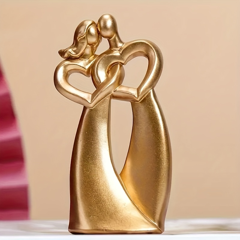 

Resin Heart-shaped Couple Figurine, Romantic Love Sculpture Home Decor