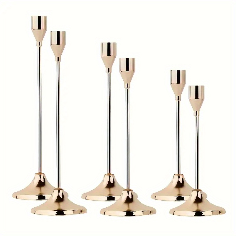 TEMU Lot de 6 bougeoirs de Noël, grands chandeliers effilés, convient pour bougie colonne et bougeoir LED moderne en métal, convient pour décorer de