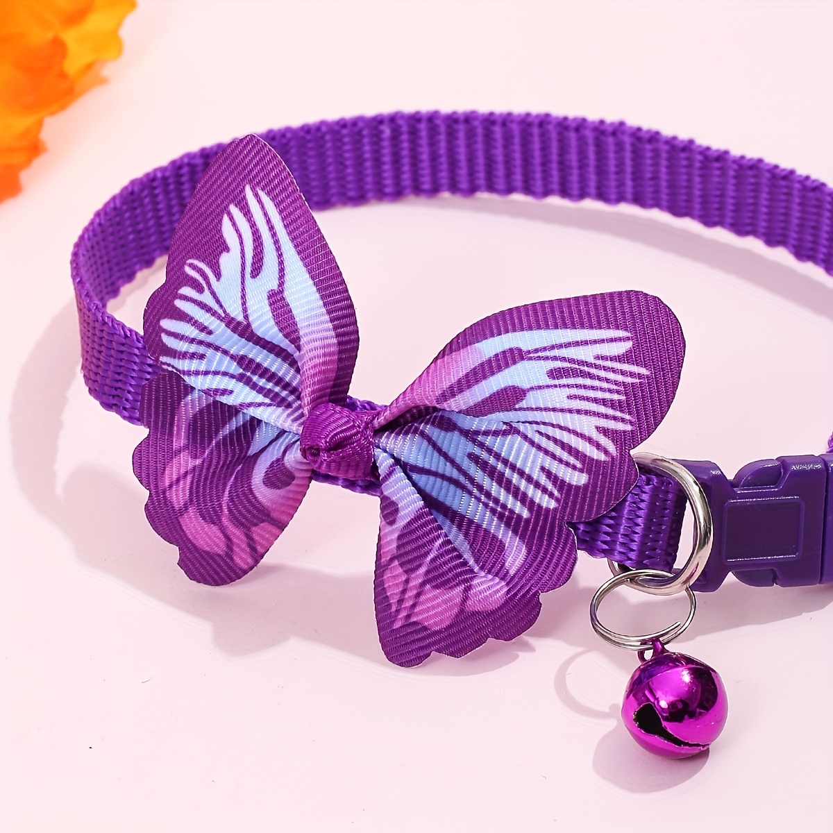 TEMU 1pc Adjustable Bow Decor Kitten Puppy Collar - Stylish Pet Accessory For Small Breeds - Soft, Comfortable, And