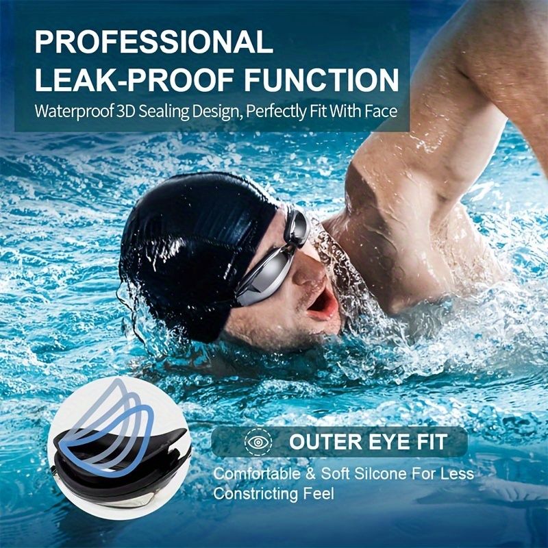 

1pc Electroplated Swimming Goggles, Adult Waterproof And Anti Fog Silicone Swimming Goggles, Swimming Equipment