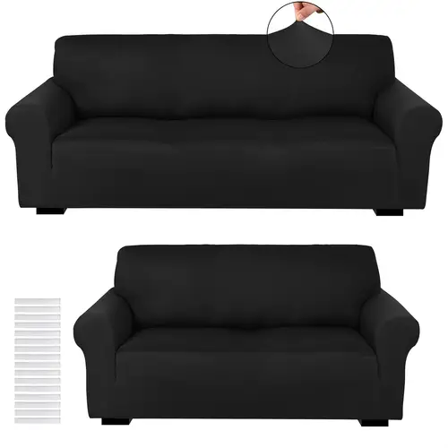 2pcs slipcover set for couch spandex furniture covers for sofa loveseat couch arm chair stretch wrinkle proof furniture protector