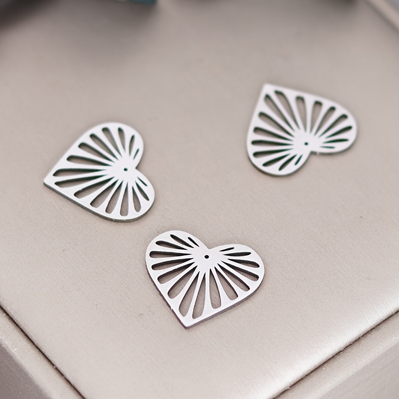 TEMU 3pcs 201 Stainless Charms Suitable For Jewelry Making, Diy Love Pendants, Earrings & Necklace Crafting - Heart-shaped Pendants With For