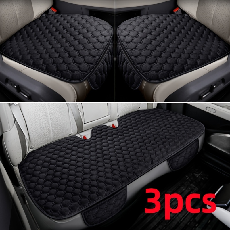 TEMU 3pcs Set: 2 Base Cushions   1 Long Mat, Linen Texture Material Car Seat Cushion Base, Comfortable, Breathable, Wear-resistant, Universal Seat
