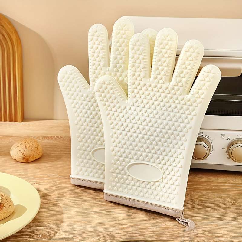 

Silicone Heat Resistant Oven Mitts - Non-slip, Waterproof, Microwave Safe Kitchen Gloves With Design For Baking And Pot Handling