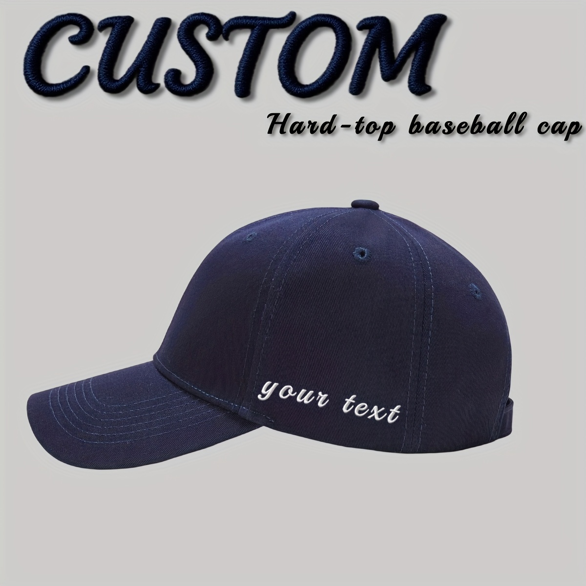 Custom Baseball Cap, Personalized Text Adjustable Hat