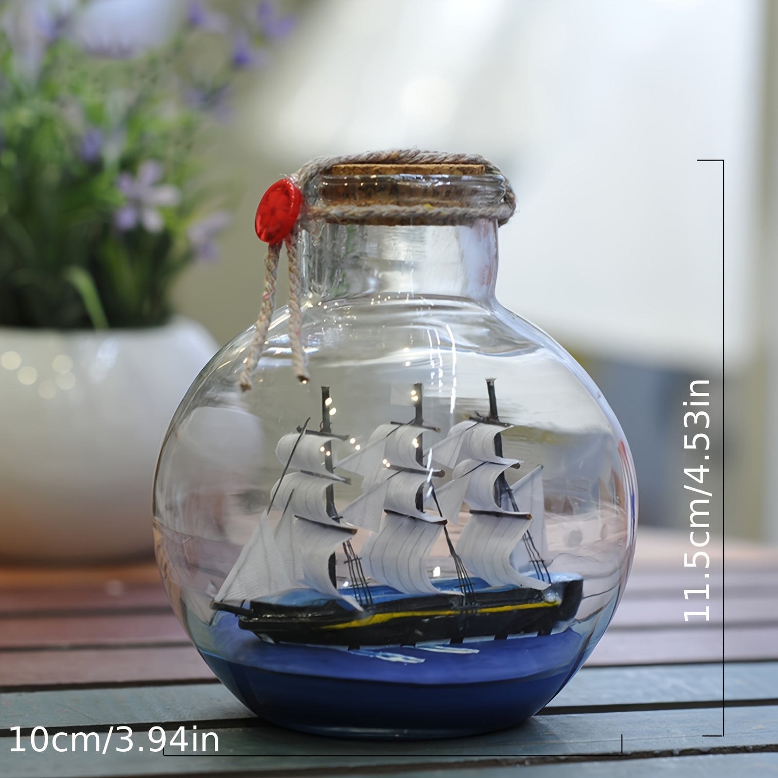 1pc, Glass Bottle With Intricate Sailboat Inside - Nautical Theme Home Decor Ornament - Creative Display