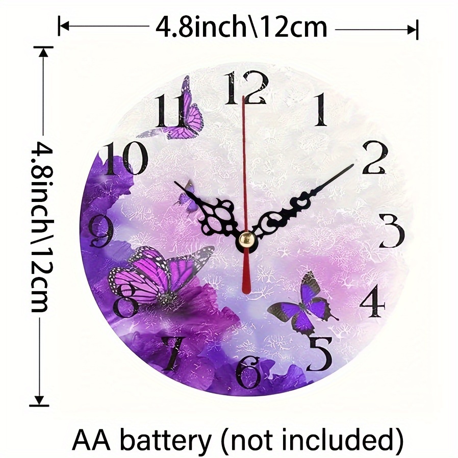 1 шт. Часы настенные часы часы бабочки с фиолетовыми цветами - Temu Georgia