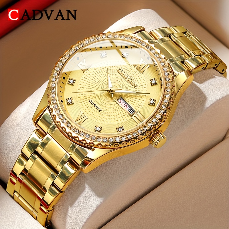 

Men's Fashion Stainless Steel Waterproof Round Rhinestone Quartz Watch (with Gift Box)