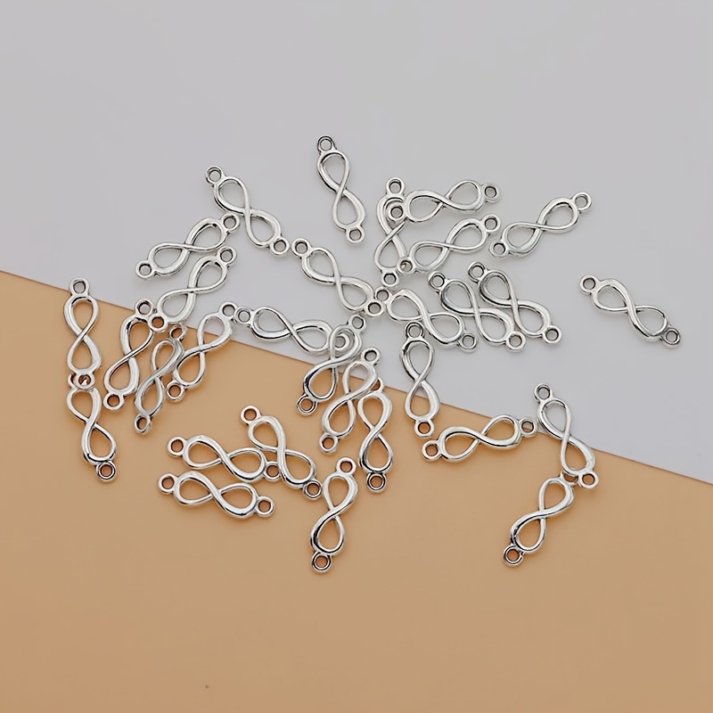 

30pcs Infinity Charms - Zinc Alloy, Antique Silvery For Diy Bracelets, Earrings & Necklaces Crafting Charms For Jewelry Making