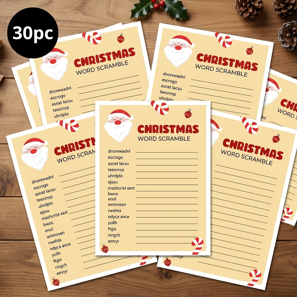 Christmas Word Scramble Game, 1pc/20pcs/30pcs