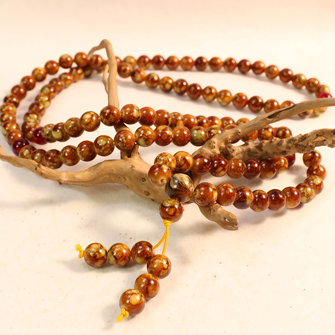 Fashionable 108 Amber Beads Necklace and Bracelet Set