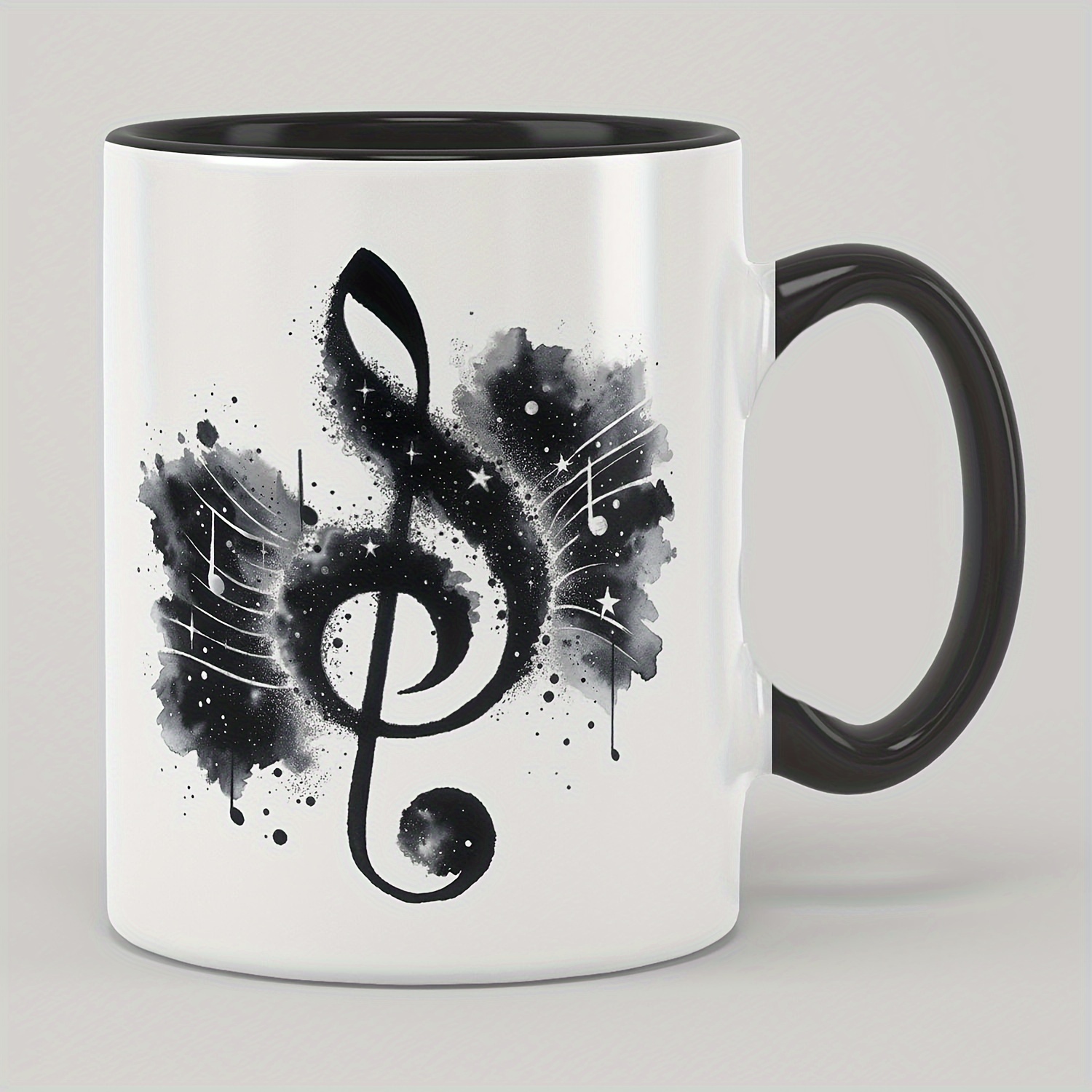 

11oz 330ml Music Note Ceramic Coffee Mug, Personalized Image Cup For Dad, Mom, Elders, Premium Gift Box, All-season Drinkware, Christmas Holiday Present