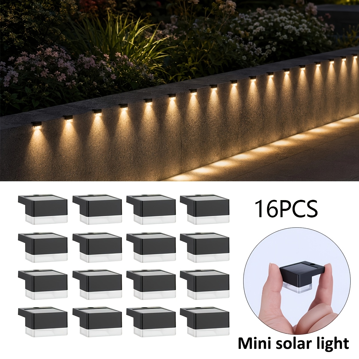 TEMU New Style Mini Solar Lights For Outdoors, Pack Of 16 Solar Wall Lights, Outdoor Solar Lights For Garden Led Garden Lights For Patio, Wall,
