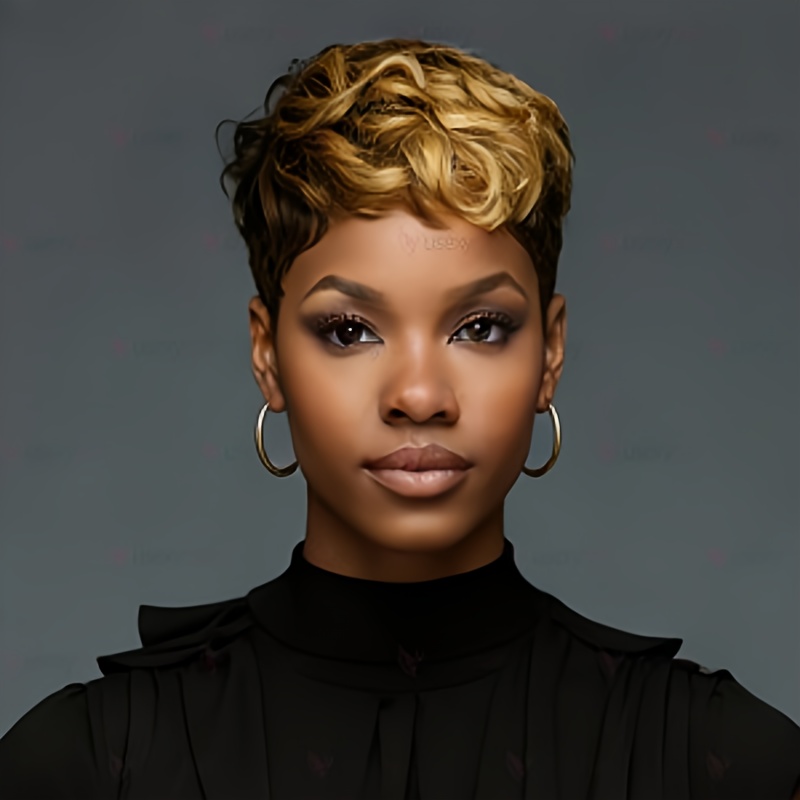 TEMU 4 Inch Short Cut Wigs Women Human Hair Stylish Wolf Glueless Curly Wigs With Bangs Realistic And Breathable For Everyday Suitable For Versatile
