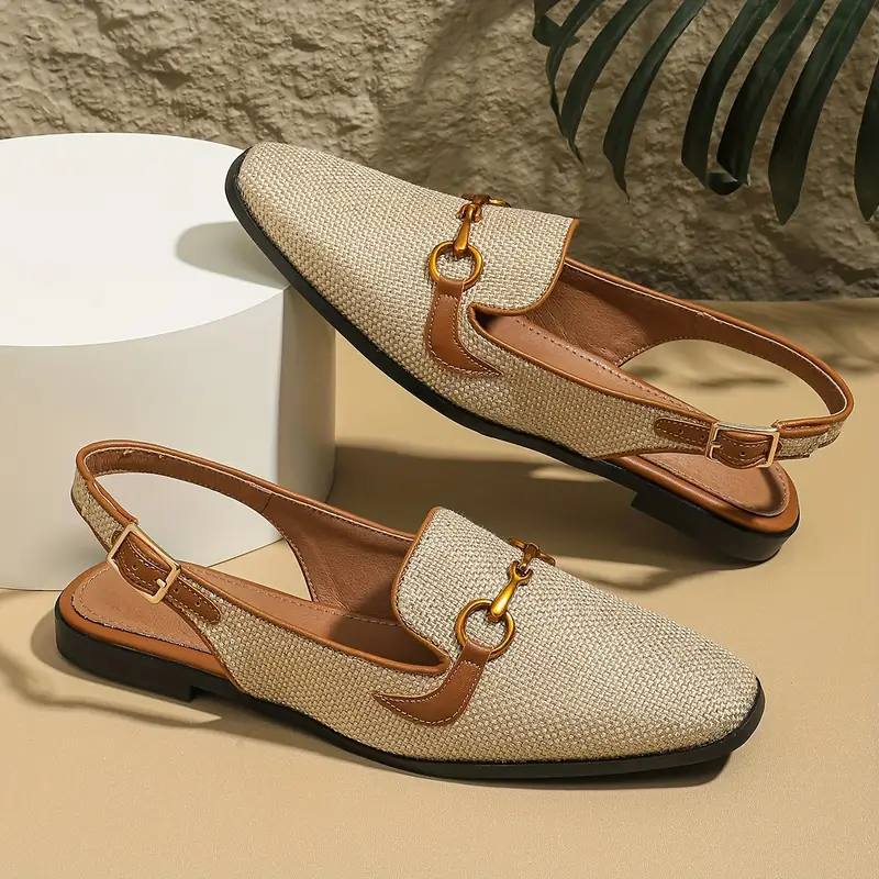 women s retro flat sandals elegant square toe buckle strap details 5