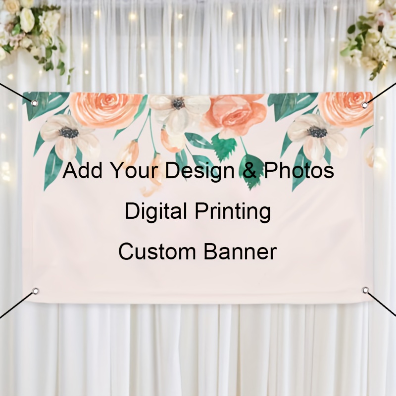 

Custom Wedding Banner With Grommets - Personalized Photo Poster For Indoor/outdoor Decor, Bridal Showers & Parties