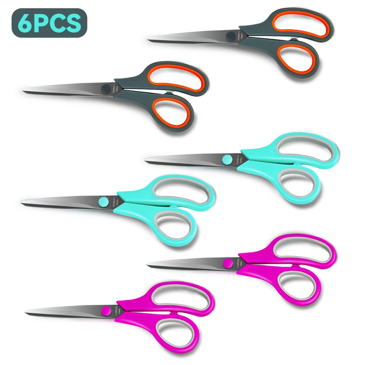 Image of 3/6/18/30pcs Heavy Duty Scissors With Grip Handles - For Office, Home, School, Sewing, And Crafts