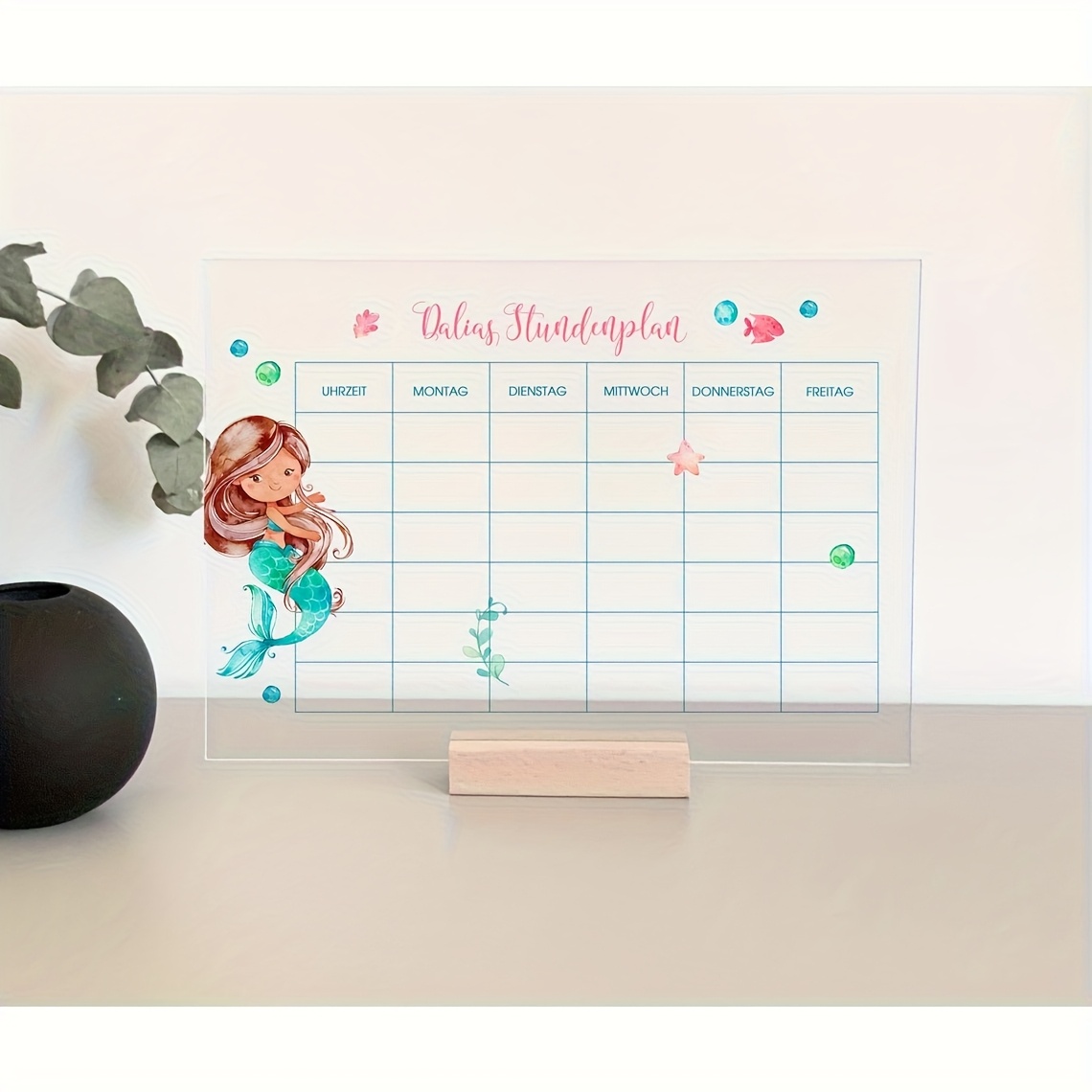 TEMU 2D Flacher personalisierter Schulplan Organizer - Benutzerdefinierter Name und Fächer - Transparenter Acryl Desktop Organizer - Schulanfang,