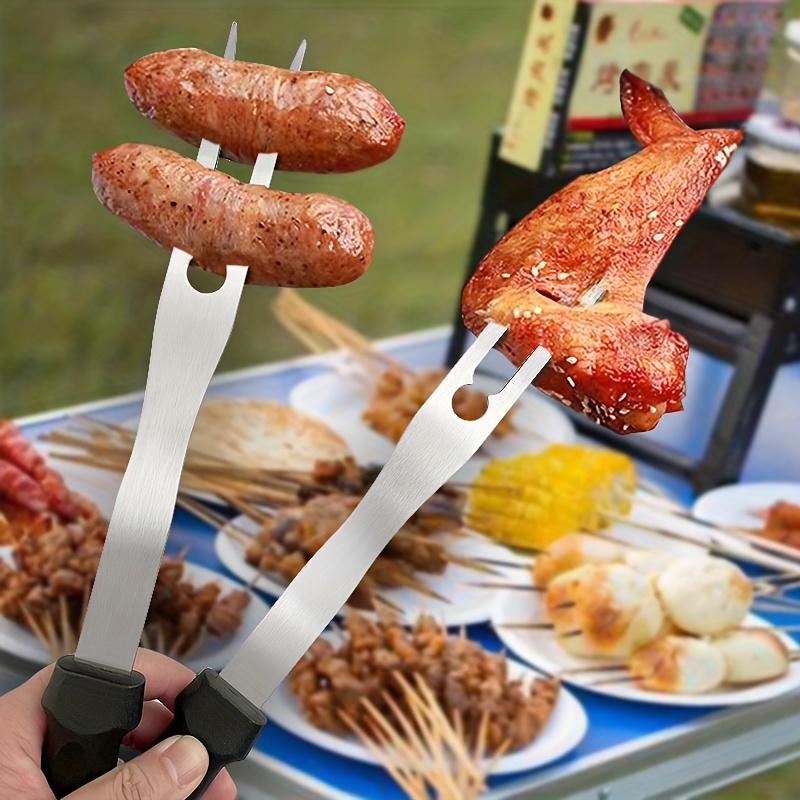 New Creative Stainless Steel Meat Fork Meat Hook Outdoor Meat Fork Meat  Hook Camping Barbecue Tool