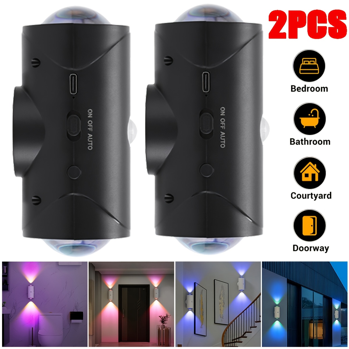 2pcs LED Smart Night Light with Motion Sensor