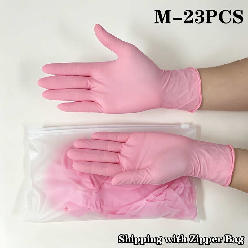 TEMU Light Pink Disposable Cleaning Gloves, 5 Mil, Suitable For Household Kitchen Cleaning, Painting, Home Cleaning, Furniture Wiping, Pet Care, And