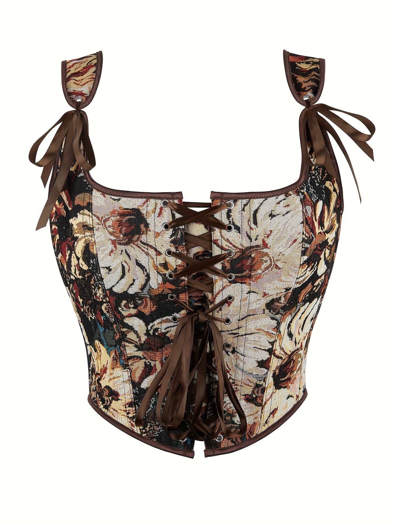 floral pattern polyester corset top - Temu