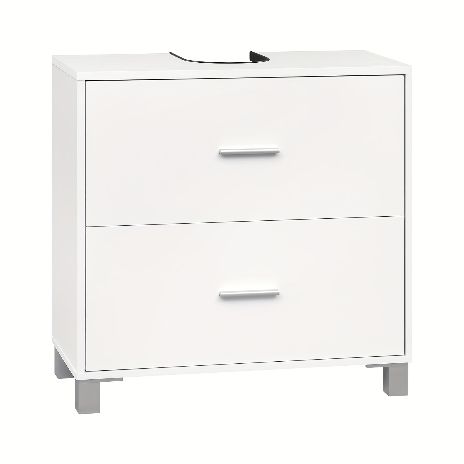 Image of 1pc Bathroom Cabinet, With 2 Drawers, Bathroom Cabinet Washbasin, Large Storage Space, Freestanding Washbasin Cabinet, Bathroom Base Cabinet, White/white+wood/white+grey, 60x60x30cm