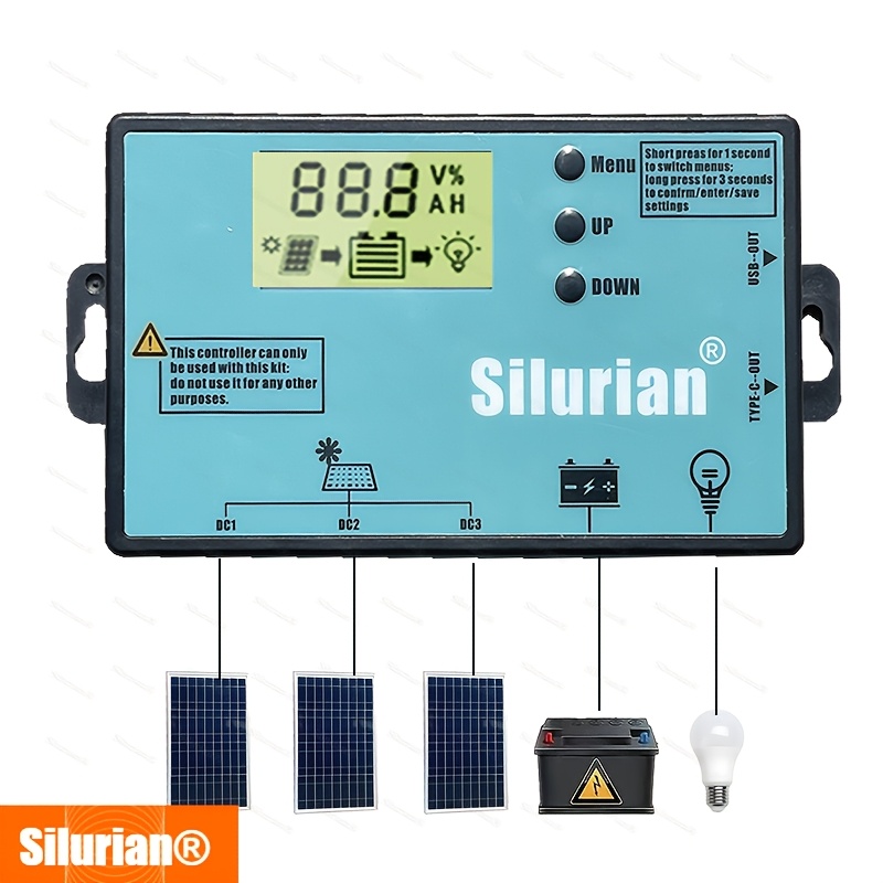 Kit de panel solar Silurian 1pc/2pcs/3pcs + 1 conector rápido 30A, controlador solar, ideal para cargar equipos como patios, camping al aire libre, vehículos recreativos (RV) y monitorear luces de calle