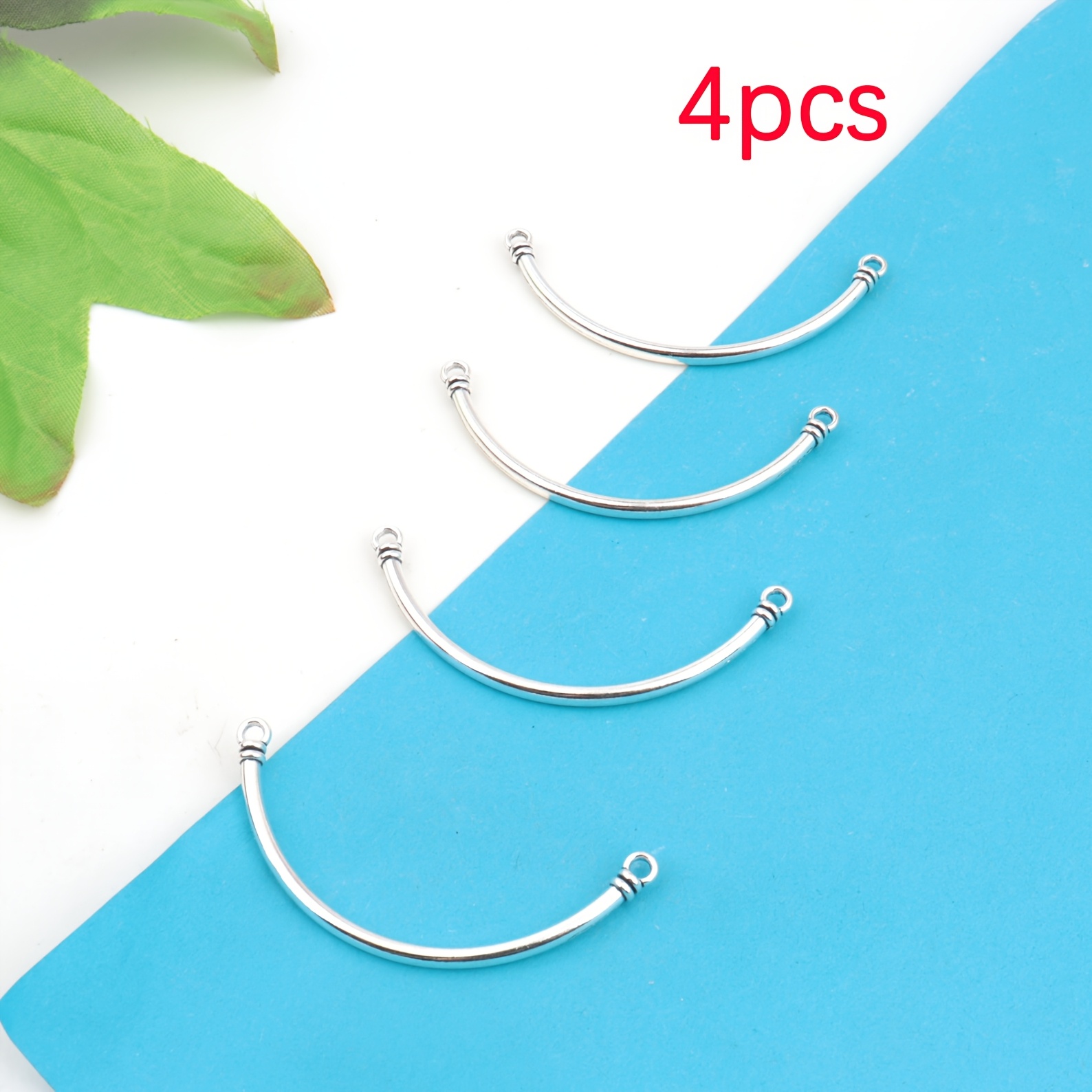 TEMU 4 Piezas Conector de Media Pulsera con Plateado , Conector Multiforo, Conector para Collar, Accesorio de Pulsera Curva, Kit de Material para