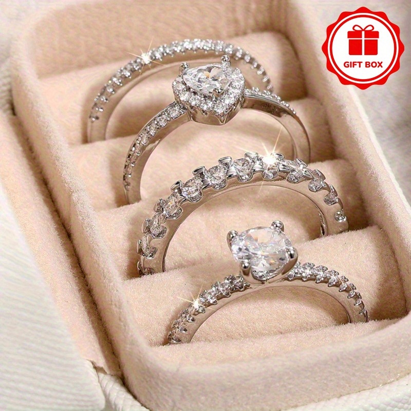Women's Zirconia Heart Proposal Ring Set