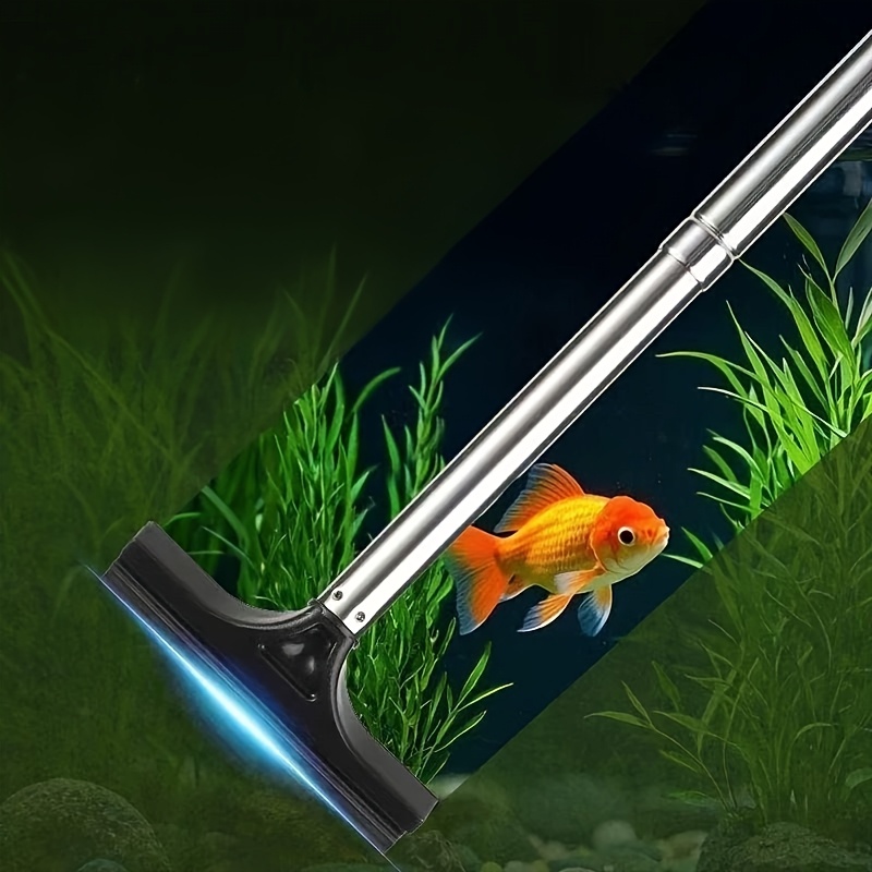 1pc telescopic aquarium algae cleaner brush 98cm extendable cleaning tool without damaging glass suitable for fish tank deodorization car windows outdoor home use multi purpose metal and abs material aquarium accessories fish tank glass scrubber 0