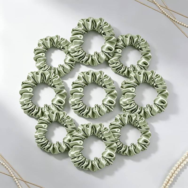 14pcs Satin Scrunchies Set in Light Green