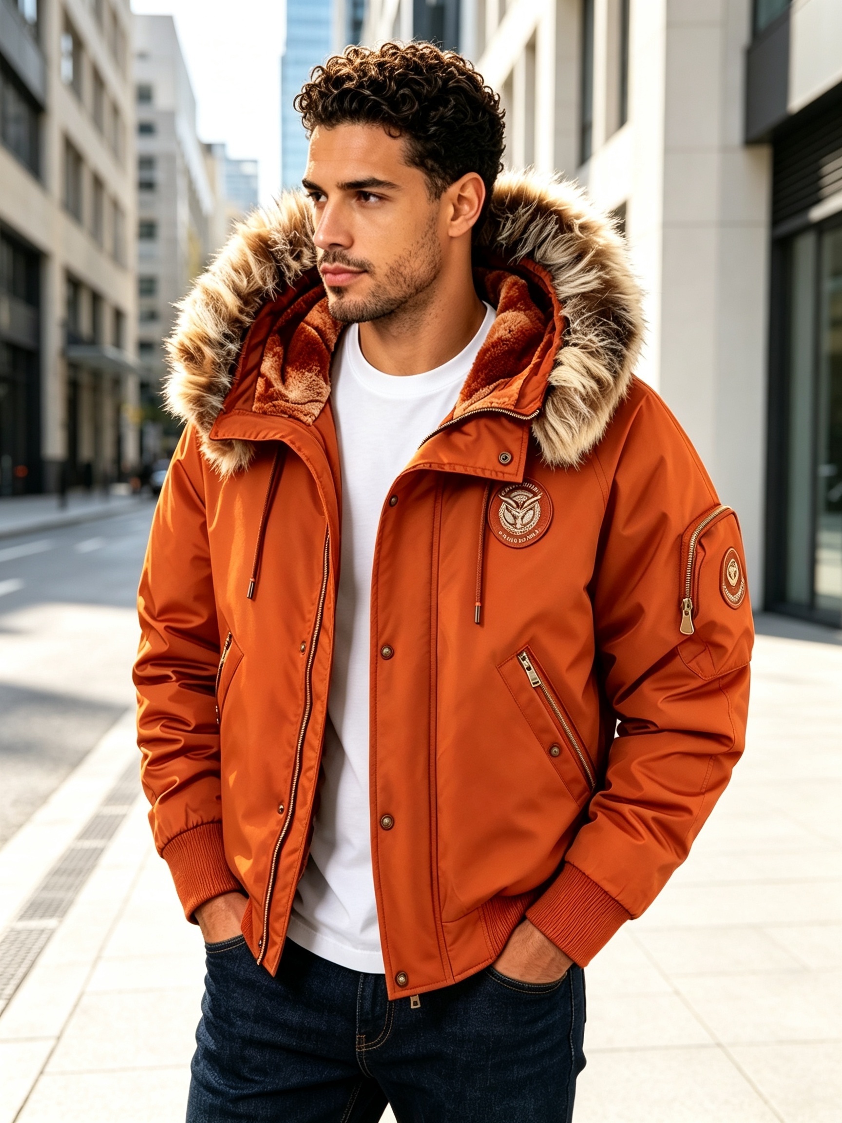 Men's Warm Lined Jacket for Autumn/Winter, Comfortable Casual Outerwear